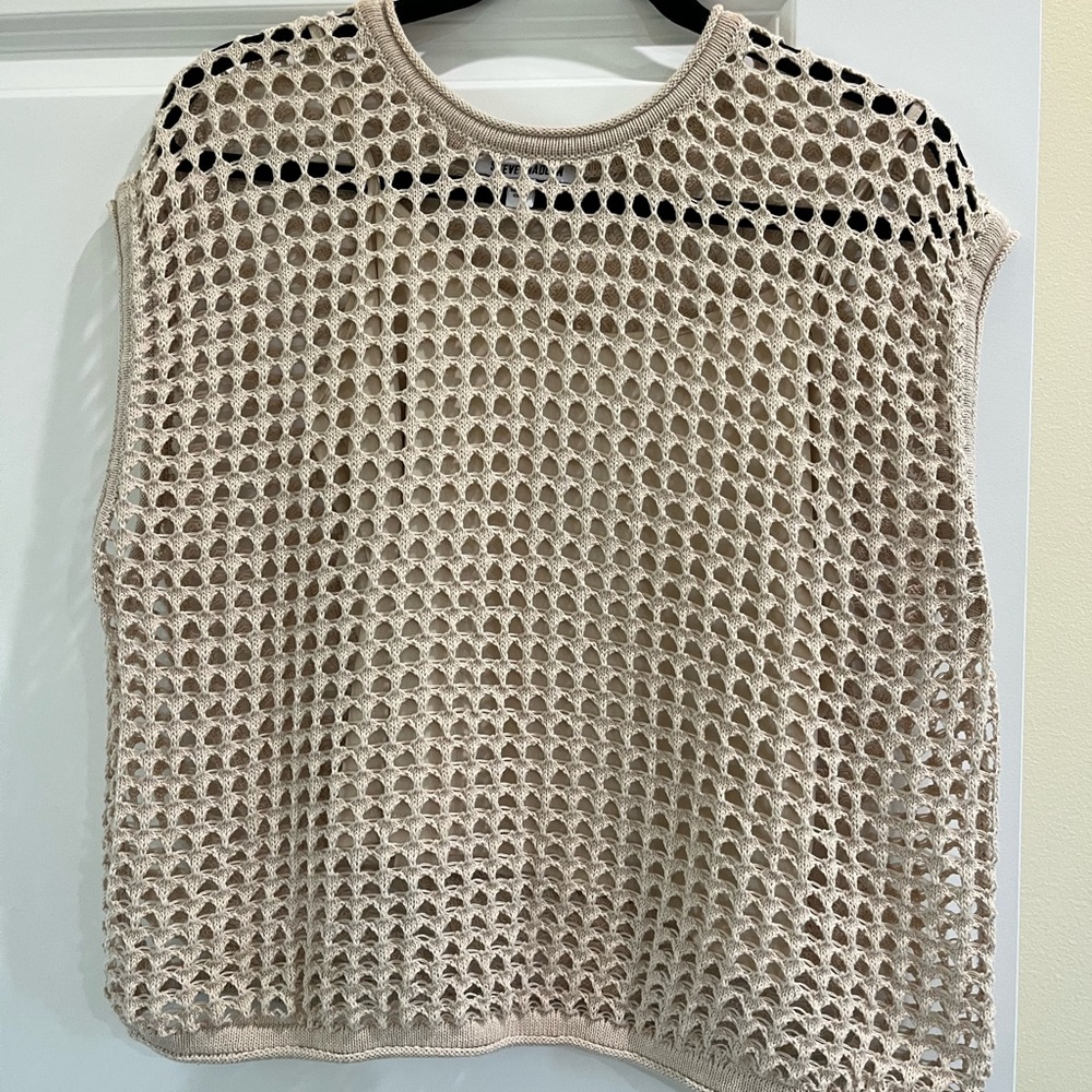 Steve Madden Cream Crochet Knit Top
